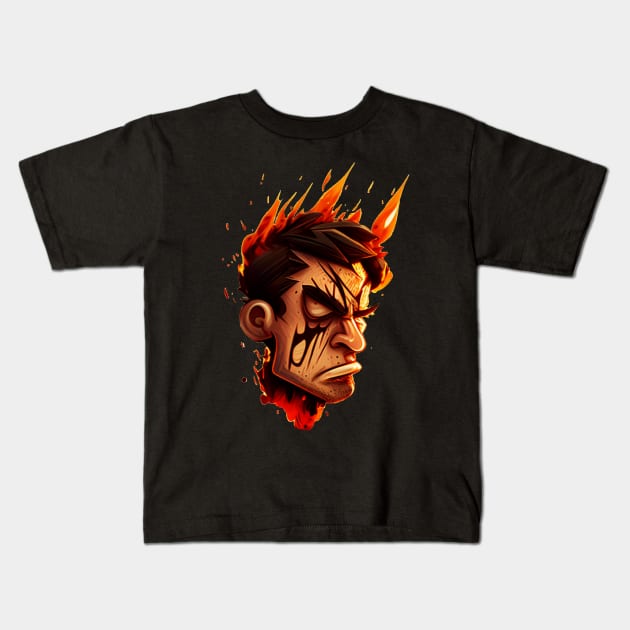 Angry Man Face Kids T-Shirt by Uniquewear